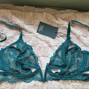 Thistle and Spire Teal Kane V-Wire Lace Bra